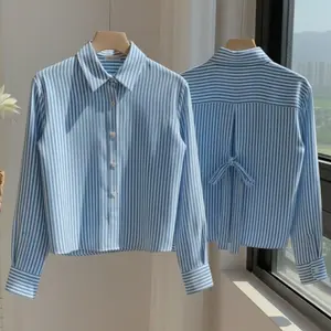 Kemeja Atasan baju Anak Perempuan Bahan Katun Salur/Stripe Premium Untuk Usia 5 - 16 Tahun - kekinian