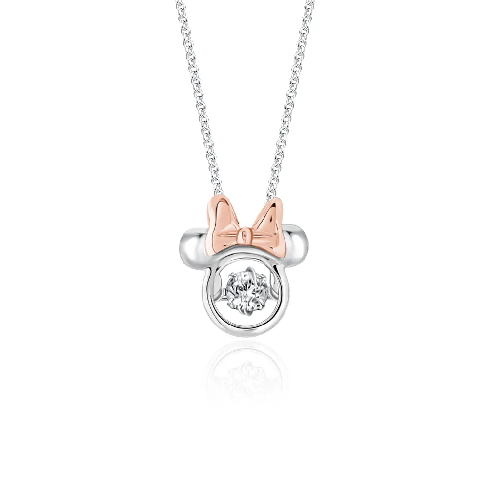 SK Jewellery Disney Iconic Minnie Mouse 10K Dancing Diamond Pendant
