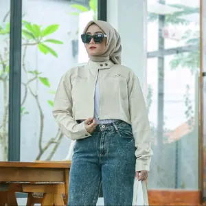 Cropped jacket / Jacket Crop Wanita / Atasan Outer Lengan Panjang Full Zipper Zeed