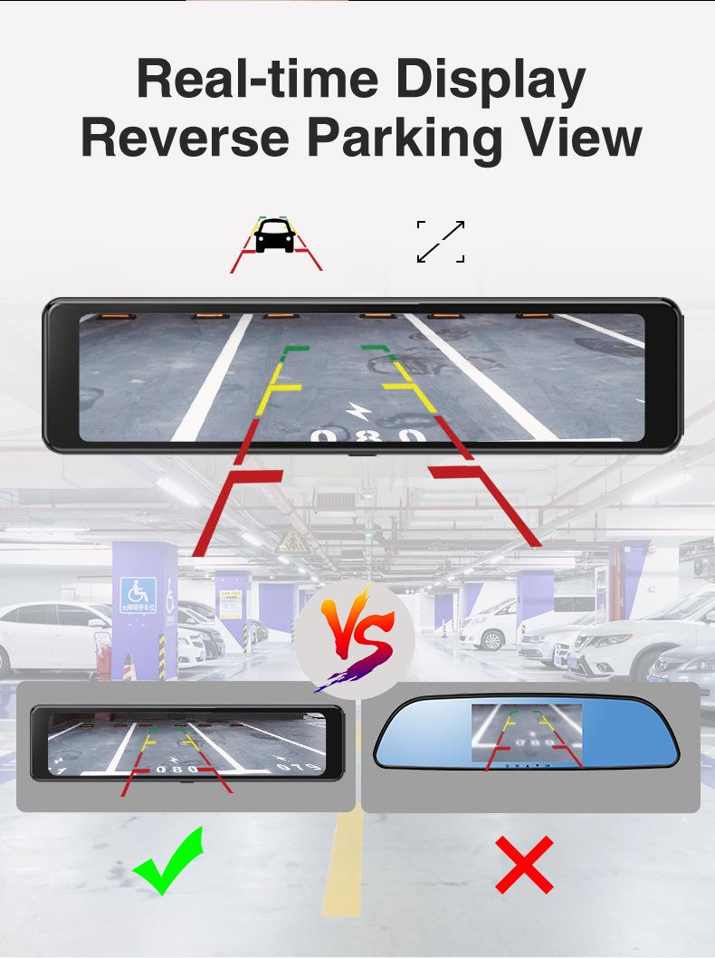Product Introduction of V8 4+64G Wireless Carplay & Android Auto 12"  Rearview Mirror ADAS Support North American 4G Car Black Box DVR Dashcam 15
