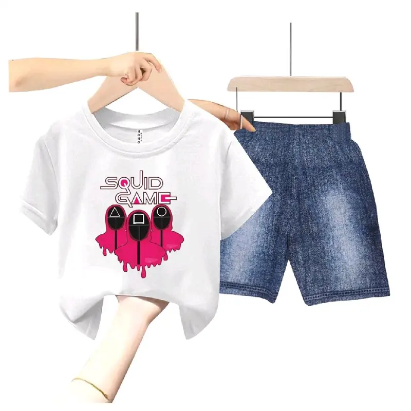 SETELAN ANAK SQUID GAME COWOK SABLON DIGITAL CELANA SEMI JEANS // NEW 7