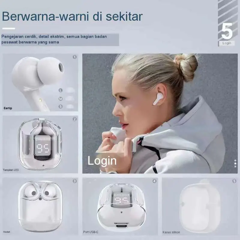 Headset Bluetooth TWS K3 Air31 Wireless Earphone Headphone dengan LED Display Transparan dan Hifi Sound Ponsel 6