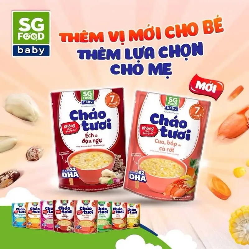 Cháo Tươi Cho Bé ăn dặm Sg food 240g & Cháo Tươi Cây Thị 250g Date luôn mới