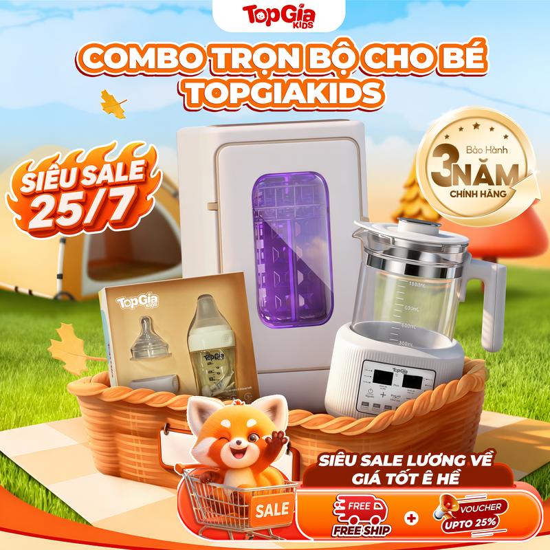 (COMBO TRỌN BỘ CHO BÉ) Combo Máy Tiệt Trùng UVC T18 & Máy Đun Nước, Hâm sữa M26 Topgiakids Cho Bé, giải quyết nỗi lo của mẹ l Bảo hành chính hãng 3 năm