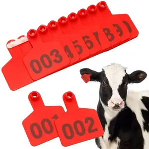 100Pcs 001-100 Numbers Cow Ear Tag Card Farm Equipment Identification Pig Goat Ear Tag Durable Practical Pig Sheep Ear Sign - White
