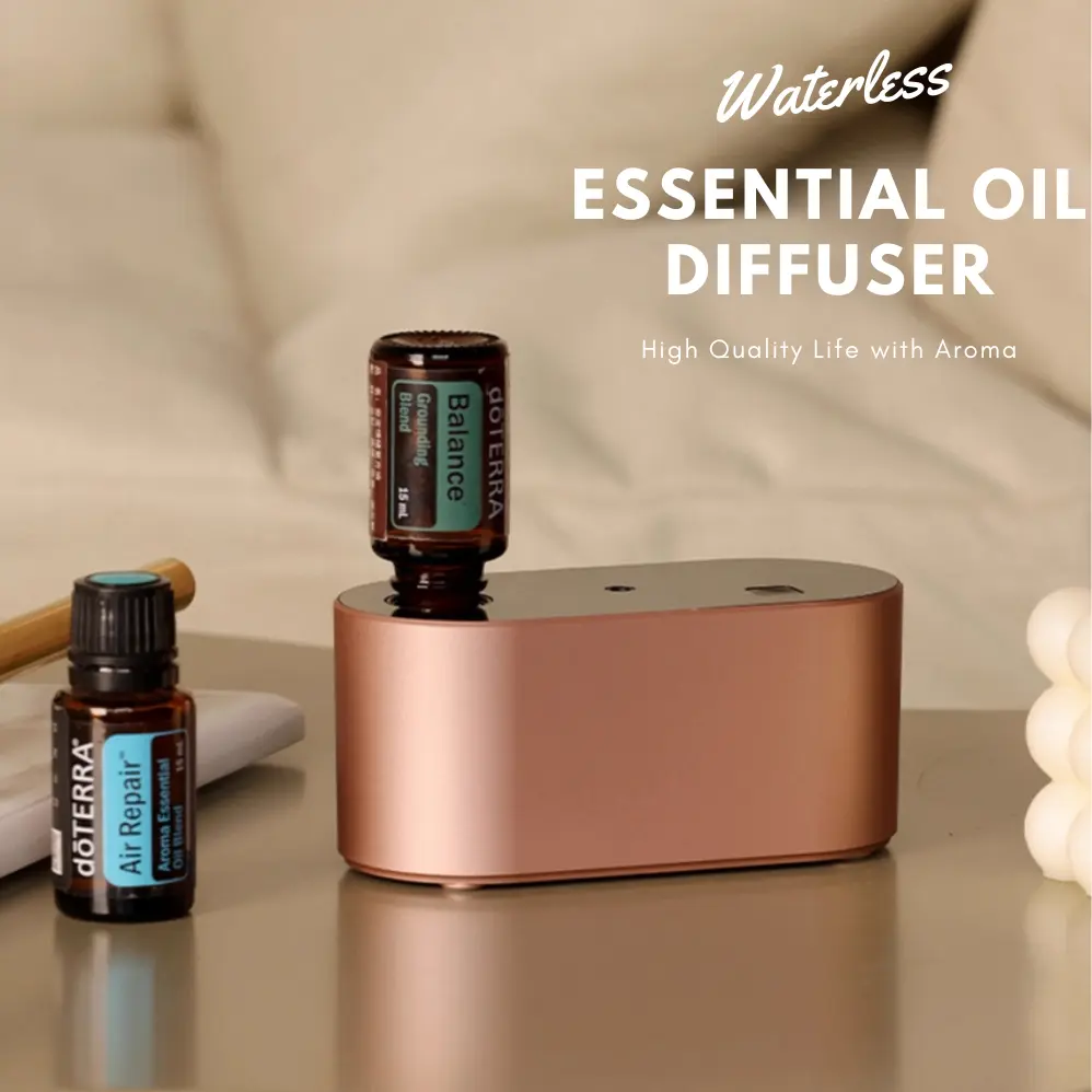 Waterless Essential Oil Diffuser Home Diffuser Office Diffuser Car Diffuser Essential Oil Air Nebulizer ( 1 free Oil )