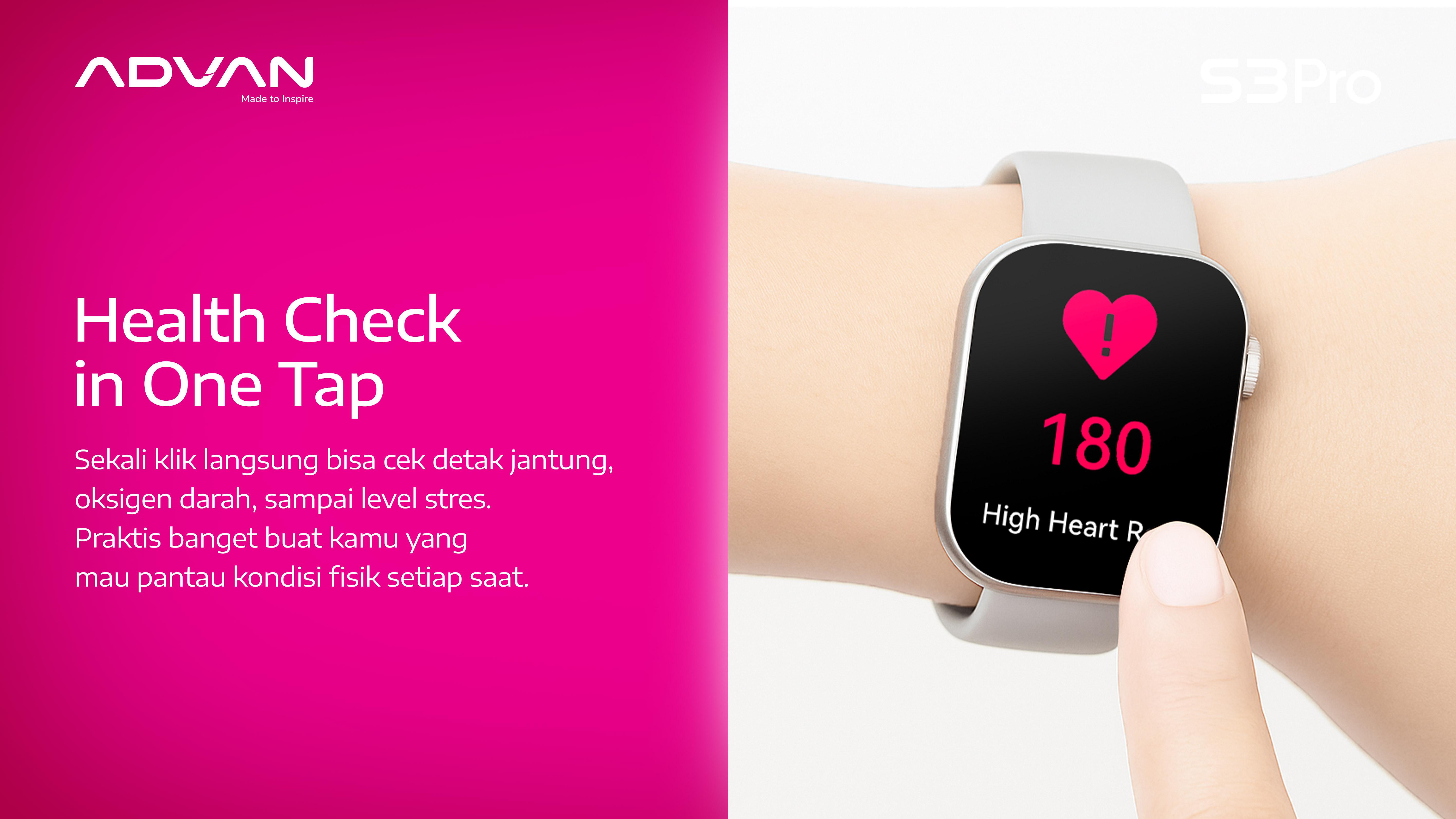 ADVAN Smartwatch S3 Pro 2.01” Metal Body 100+ Sports Modes Smart AI Assistant Wireless Bluetooth Call 5ATM Waterproof Support Strava One Click Health