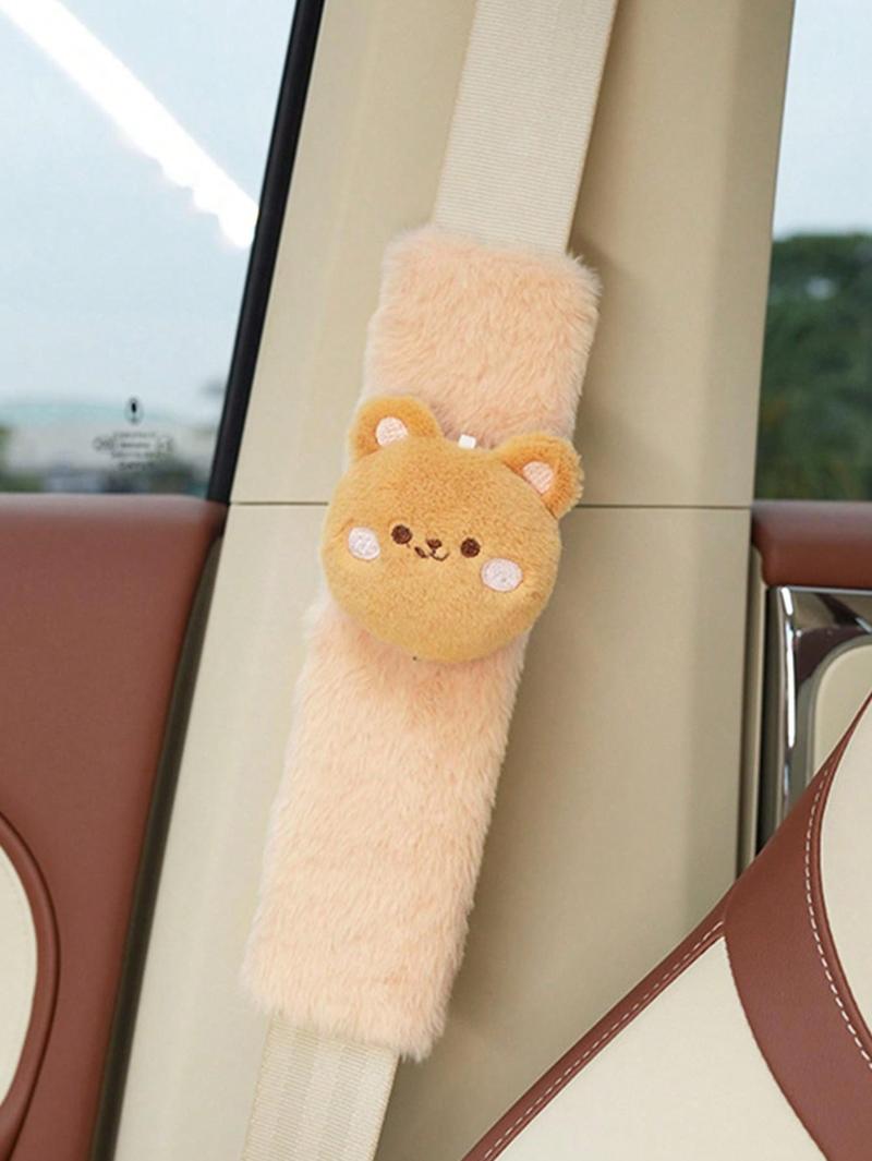 Product Introduction of 2-piece set Cute Cartoon Car Seat Belt Shoulder Protection Plush Bear Rabbit Car Anti Lock Shoulder Cover All Year Round 5