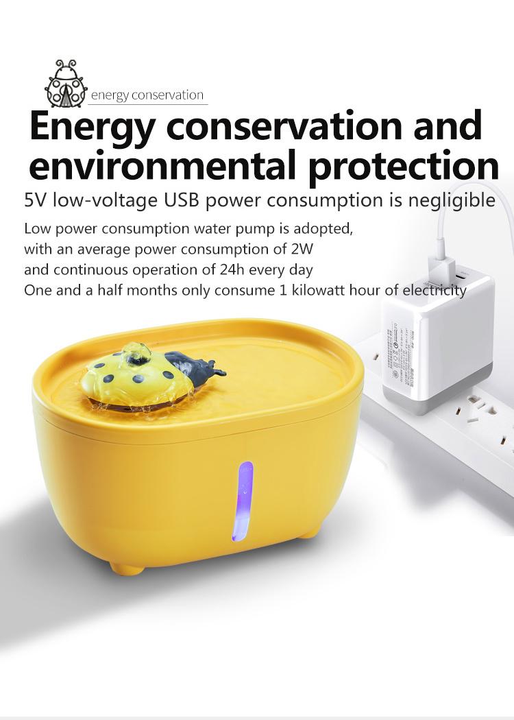Product Introduction of Máy lọc nước cho thú cưng hình bọ cánh cứng-Màu cam vàng, Đài phun nước cho thú cưng cho mèo và chó, Dung tích 2L, Chống cháy khô, Tự động tắt nguồn, Đài phun nước cho mèo, Đài phun nước cho chó 13