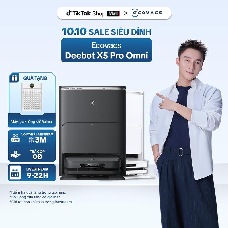 Robot hút bụi lau nhà Ecovacs Deebot X5 Pro Omni - Lực hút cực mạnh 12,800Pa - Chính Hãng
