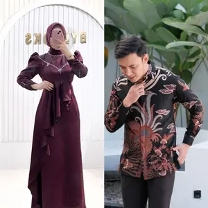 NEW ARRIVAL - KARISMA DRESS COUPLE KEMEJA BATIK DRESS SATIM POLOS KOMBINASI PAYET MUTIARA BAJU LEBARAN MODEL TERBARU SLIMFIT BODYCONE GAUN PESTA KONDANGAN COUPLE PRIA WANITA TERBARU SERAGAM BRIDESMAID