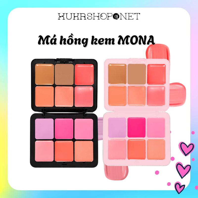   Bảng má kem Mona  Bảng má hồng kem Mona 12 ô màu đa năng dễ sử dụng tiện lợi 
