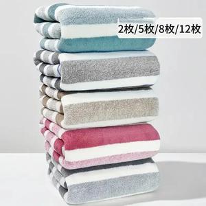 ストライプ柄のバスタオルセット、5カウント/セットの柔らかい吸収性マイクロファイバーブランケットタオル、浴室、ホテル、サロン、スパ、ジム、家庭用品用の速乾タオル27.5*55インチ