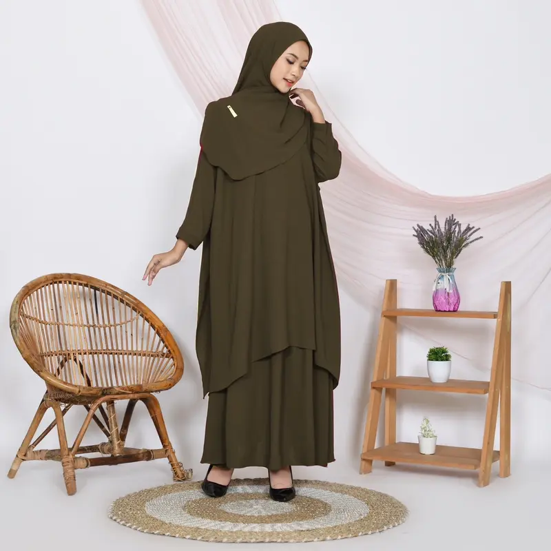 ARM Duha Series Gamis 3 Set Plus Rok Set Hijab Syari Busui Freandly Di Jamin Ori 4