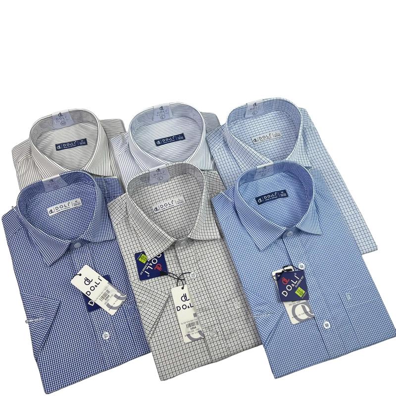Áo Sơ Mi Ngắn Tay Nam Trung Niên, Vạt Ngang, Có Túi, Kẻ Caro Truyền Thống Chất Vải Sợi Tre DOLI