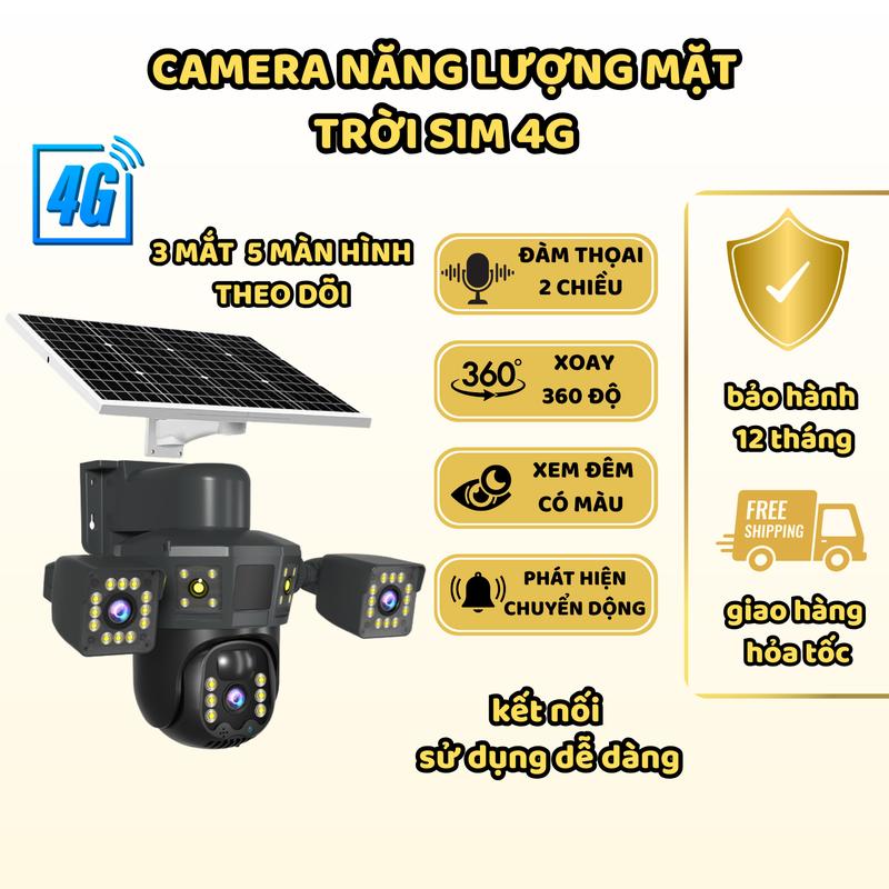  CCTV Năng Lượng Mặt Trời Camera 3 Mắt 3 Màn Hình Độc Lập 4inch Không Cần Sử Dụng Mạng 