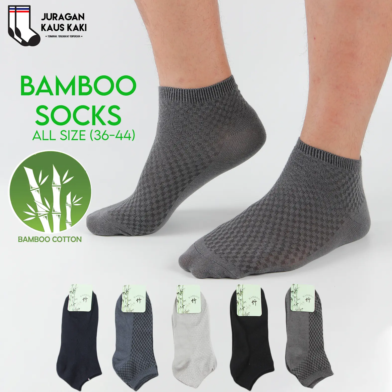 Kaos Kaki Serat Bambu Arang Bamboo Pendek Semata Kaki Bambu Asli