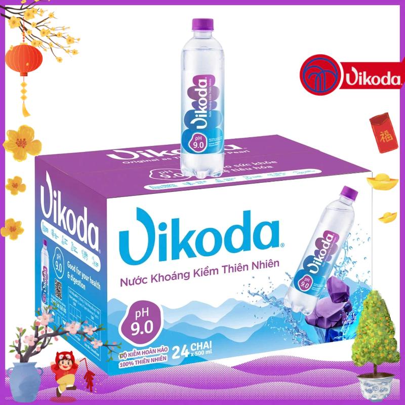 Thùng 24 Chai Nước Khoáng ion Kiềm Thiên Nhiên Vikoda 500ml - Giàu và bổ sung vi khoáng tự nhiên từ nguồn Đảnh Thạnh