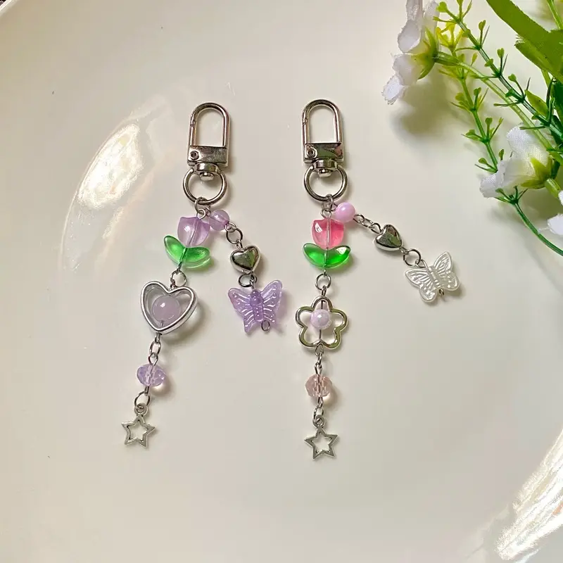 Gantungan Kunci Charm Tulip Aesthetic | Bag Charm manik aesthetic | Gantungan Hp Flashdisk 1