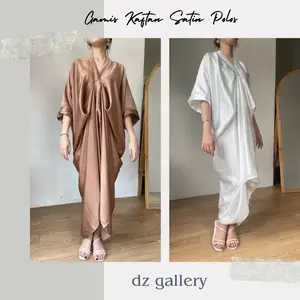 Kaftan Satin Dress Polos Gamis Wanita Raya Kaftan Polos Warna Lengkap Fashion Muslim Baju Lebaran Terbaru Kaftan Satin Velvet Kondangan