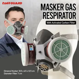 TaffGUARD Masker Gas Respirator Half Face with Activated Carbon Filter - N8305 - Gray