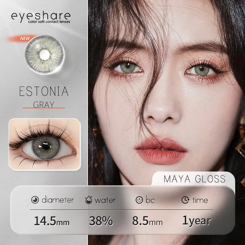 EyeshareID Minus (-1.00-6.00) Set Lensa Lembut Hijau Estonia Baru 14.5mm (Air Lensa Lembut 120ml + Kotak Perawatan) Lensa Kontak Berwarna Cocok untuk Penggunaan Sepanjang Tahun Lensa Kontak Lensa Lembut Udara Lembut Softlens Soflen 7