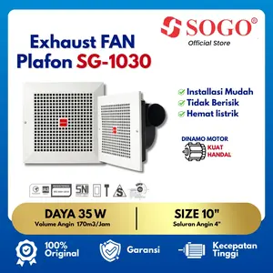 SOGO Exhaust Fan Kipas Angin Dak 10" Instalasi Mudah (TANPA COLOKAN) SG-1030