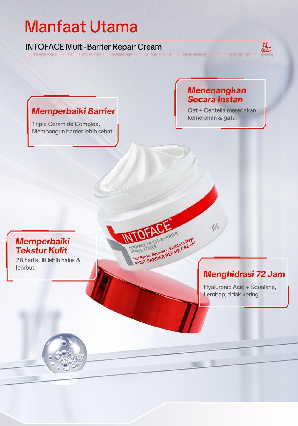 INTOFACE Multi-Barrier Repair Cream｜Atasi Kulit Kering & Sensitif ｜Redakan Kemerahan & Gatal Instan｜Hypoallergenic & 0% Iritasi Wajah Facial