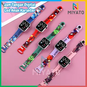 Miyato Jam Tangan Digital Anak Cute Cantik Cowok Cewek LED Screen Strap Kartun Iron Man Batman Spiderman Karakter  Lucu Unisex Impor Murah Fashion Qualitaserbaru