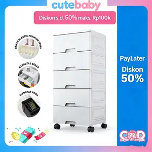 CuteBaby Lemari Pakaian/Lemariplastik/Laci Plastik/Kabinet Drawer Storage CabinetUkuran Jumbo 5 Tingkat Termurah Lemari Penyimpanan