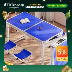 Rum-Meja Lipat Luar Ruangan dengan Tanganan, Bisa Dilipat dan Portabel, Terbuat dari Aluminium untuk Perkemahan