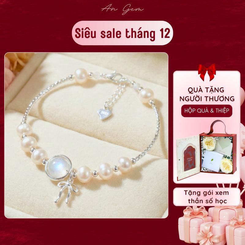 Lắc tay nữ Luna Grace - Ngọc trai & Moonstone - Bạc S925 An Gem Vòng tay ngọc trai tự nhiên xinh xinh - Đá năng lượng phong thuỷ freesize vòng tay nữ đẹp quà tặng ngày 8 3,20 10 sinh nhật giáng sinh Noel Tết TẶNG GÓI XEM THẦN SỐ HỌC