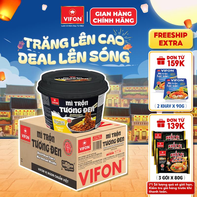 Thùng 12 Tô Mì Trộn Tương Đen/ Spaghetti/ Hải Sản VIFON Tiện Lợi 105gr/Tô