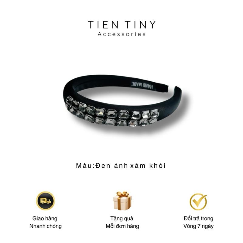 Cài tóc xốp hồng tóc đá pahle vuông phong cách tiểu thư phối đá cao cấp 1