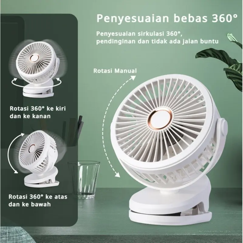 18000mAh Klip Desktop Baru Kipas Angin Isi Ulang USB dengan Lampu Malam Bisu Kipas Angin Mini Siswa Kantor Portabel Umur Panjang 3
