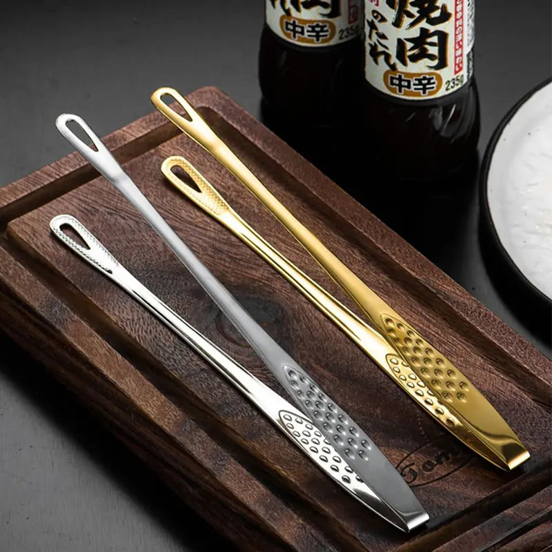 Tongs Makanan Pegangan Panjang Baja Stainless 12 Inch BBQ Dapur Tongs Non-slip Portable Picnic Tongs Salad Steak Tongs 3