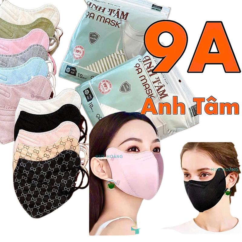 [100 Cái Tặng 20 Cái] Khẩu trang 9A ANH TÂM 5 lớp chống nắng gò má, tia UV che kín mặt 50kg - 85kg