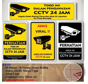 SIGN CCTV akrilic / Rambu CCTV / Area Diawasi CCTV / Hiasan Dinding
