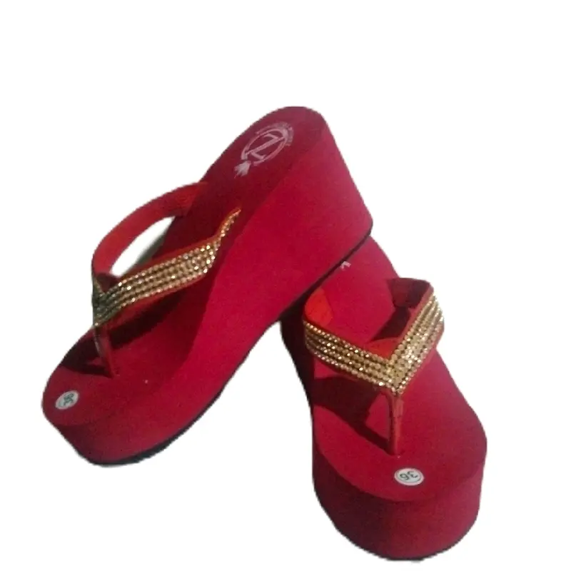 sandal wedges 8cm jepit kecil payet mutiara Wanita. 0