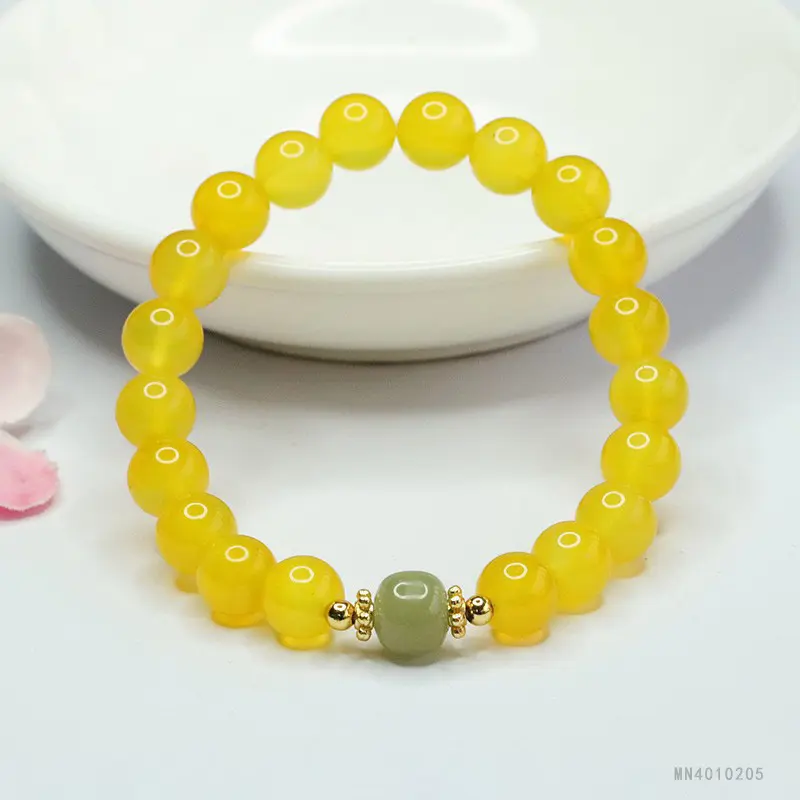 Natural topaz chrycedony bracelet and Tian jade chanterelle yellow agate bracelet