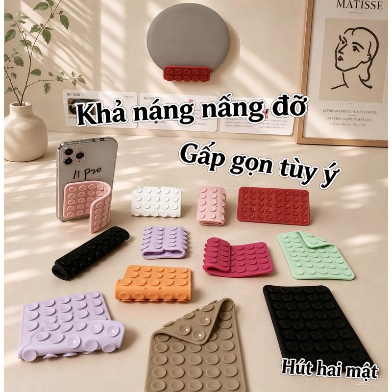 Giá đỡ điện thoại mới hai mặt hút chân không, gấp gọn, xoay được, tiện lợi xem phim, phổ thông, chống trượt