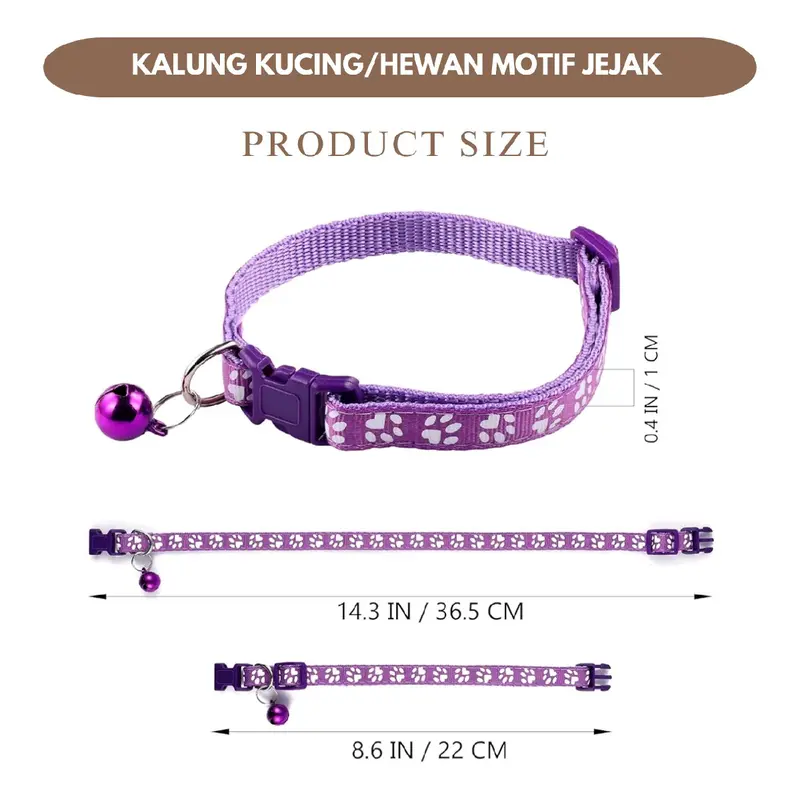 Kalung Kucing/Hewan Peliharaan Motif Jejak Motif Dengan Lonceng 2