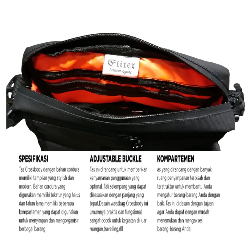 Eliter Valkyrie Slingbag, tas sling bag anti air tas selempang anti air, tas kotak tas premium Sporty Silver 3