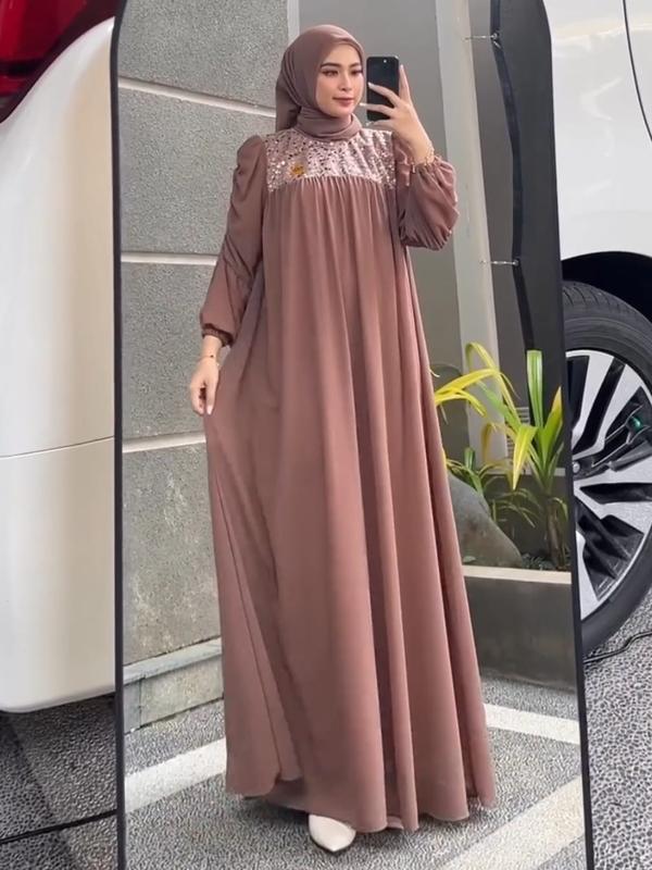 Gamis AMAYA SET JILBAB Dress Remaja Kekinian Maxi Dres Ceruty Mix Brukat Spangle Payet Import Dress Pesta Termurah Kerja Muslim Wanita Kondangan Lebaran Mewah 4