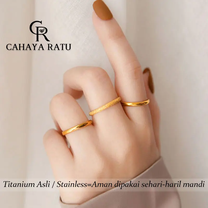10 CR • Cincin Titanium Asli Ori Wanita Anti Karat Mewah Elegan Aesthetic Korean Style Model Baru 2024 Perhiasan Promise Ring (Stok Terbatas) 2
