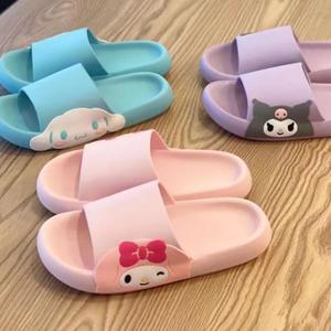 Sanrio Characters Kuromi Cinnamoroll My Melody Summer Sandals Cartoon Cute Indoor Non Slip Bathroom Bath Slippers