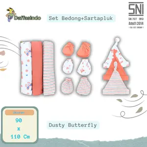 Kazuka SNI Bundling Hemat Bedong 90x110cm + Sarung tangan + Sarung Kaki + Topi kupluk 0-3 Bulan Motif Lucu Bahan PE DOuble Bayi Katun Parsel