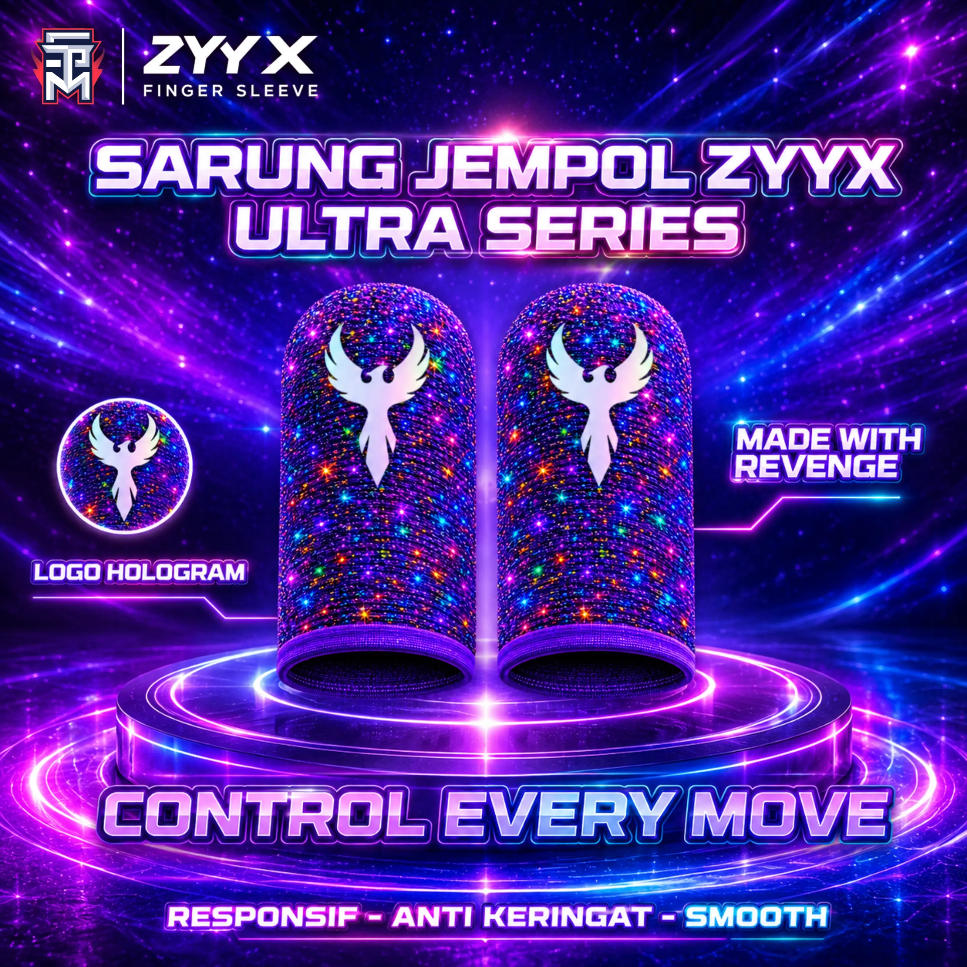 [ NEW ] Sarung Jempol Gaming Premium ZYYX ULTRA SERIES Logo Reflectif Hologram Aksesoris Gaming Freefire & Mobile Legends Responsif