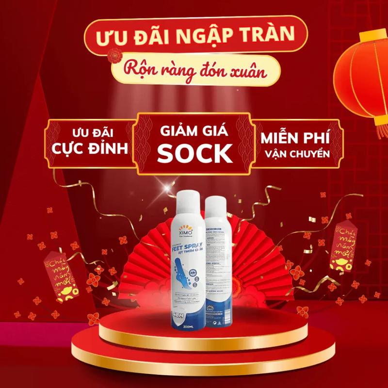  XIMO Feet Spray 200ml - Xịt khử mùi chân diệt vi khuẩn giữ hương thơm 24h công nghệ nano không màu phù hợp cho lòng bàn chân và giày 