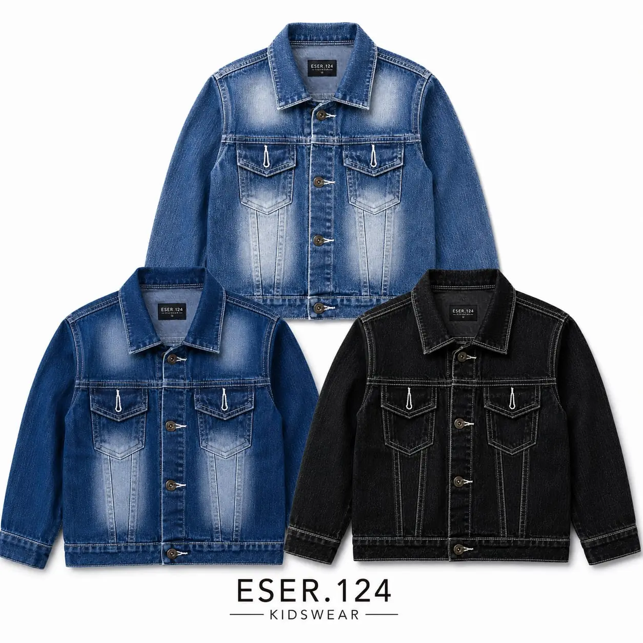 ESER.124 KIDSWEAR Jaket Jeans Anak Unisex Usia 5-14 Tahun Bahan Tebal dan Lembut